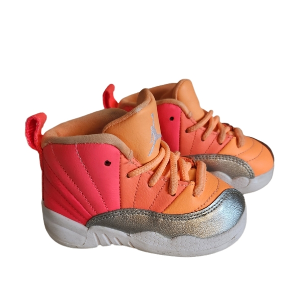 NIKE AIR JORDAN 12 RETRO SUNRISE RACER PINK MANGO 819666-602 SIZE 5C - Picture 4 of 9